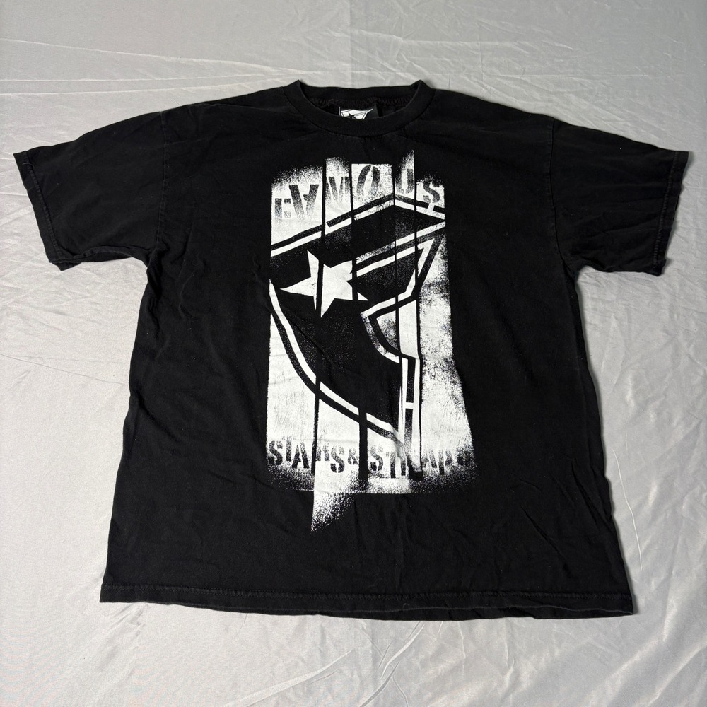 Famous Stars and Straps Mens Graphic T-Shirt Black Large Distressed Logo Cotton